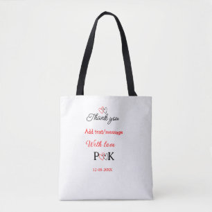 Bolsa Tote Com amor adicione o nome do casal letra obrigado a