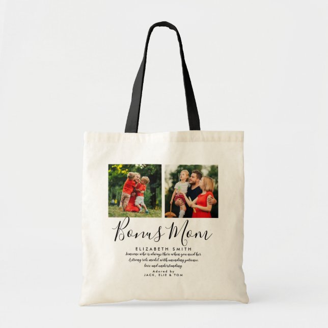 Bolsa Tote com Citação de Script de Mãe Adicional  (Frente)
