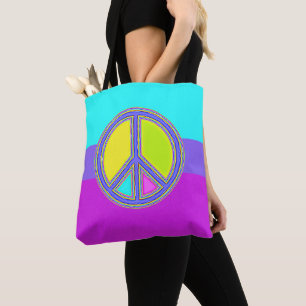 Bolsa Tote Com Cores Preenchidas Sinal de PAZ 1