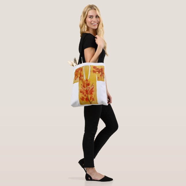 Bolsa tote com design de nagajuban amarelo e verme (No(a) Modelo)