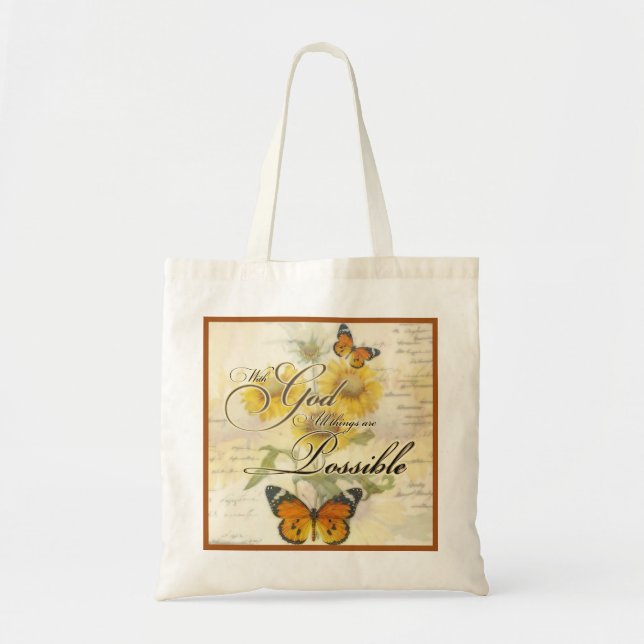 Bolsa Tote Com Deus Girassóis e borboleta   (Frente)