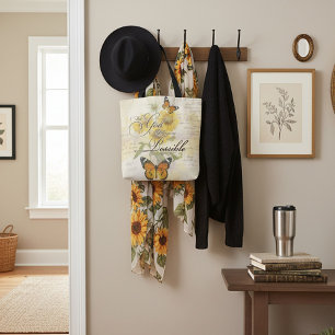 Bolsa Tote Com Deus Girassóis e borboletas