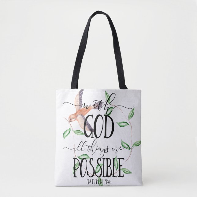 Bolsa Tote Com deus todas as coisas são possíveis (Frente)