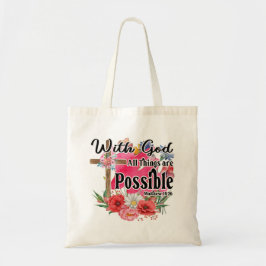 Bolsa Tote Com Deus Todas as Coisas São Possíveis Bíblia Cris