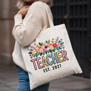 Bolsa Tote com Efeito de Bordado Floral Personaliz