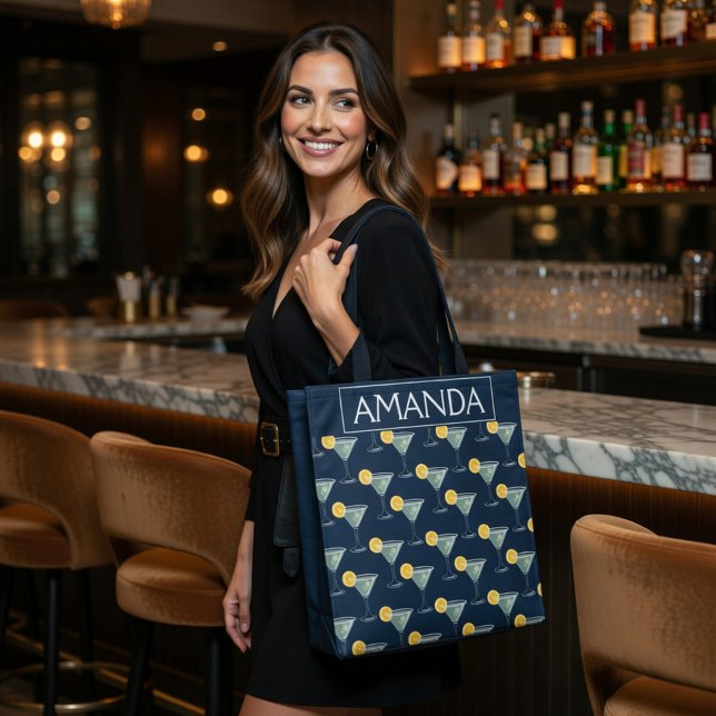 Bolsa Tote com Estampa Personalizada de Coquetel M (Criador carregado)