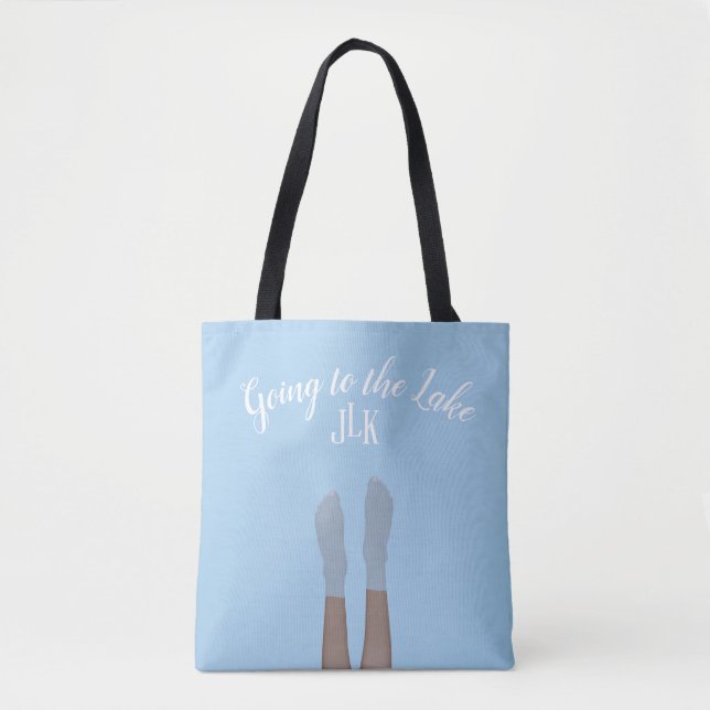 Bolsa Tote com Estampa Total de Pés em um Lago de  (Frente)