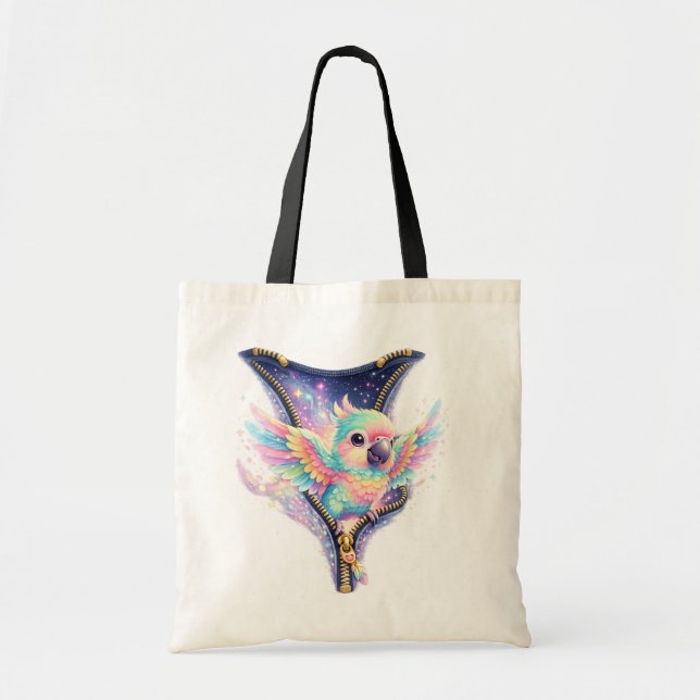 Bolsa Tote com Fecho de Zipper de Papagaio 3D em P (Frente)