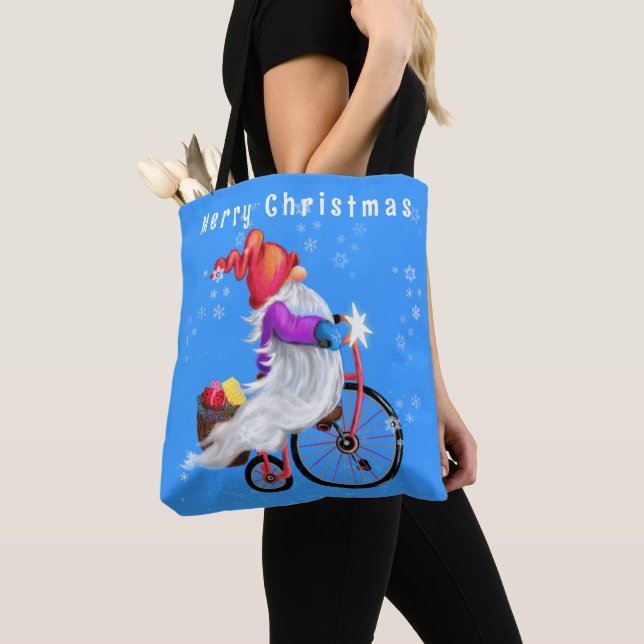 Bolsa Tote com Gnome de Natal (Close Up)