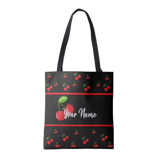 Bolsa Tote com impressão personalizada de cereja (Cherry print shopping Book Tote Bag)