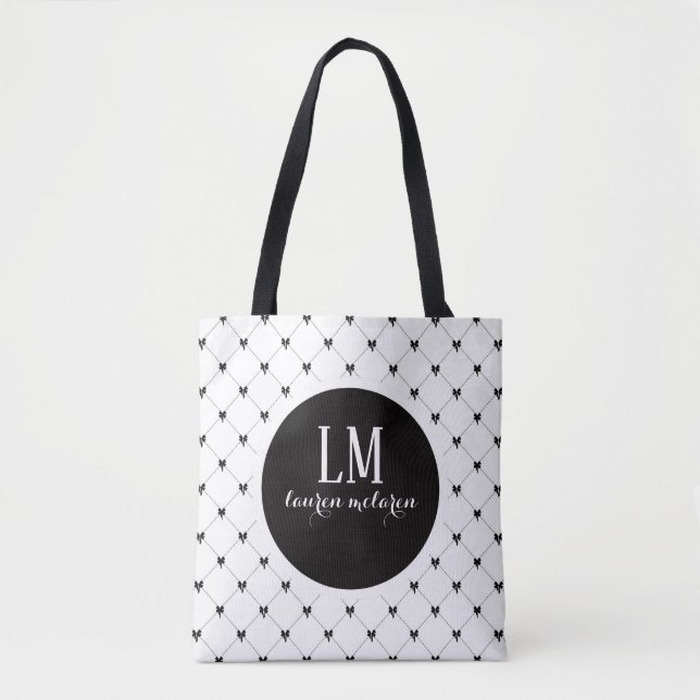 Bolsa Tote com Laço em Script Monograma – Branco e (Frente)