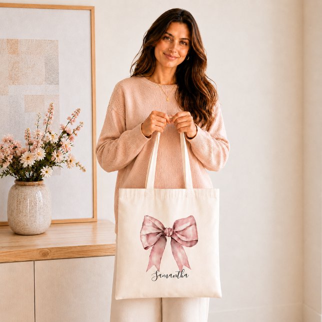 bolsa tote com laço rosa (Criador carregado)