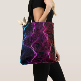 Bolsa tote com linhas onduladas abstratas em azuis