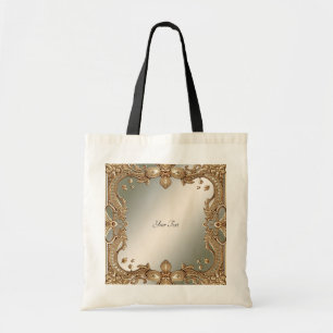 Bolsa Tote com Moldura Dourada Ornamentada