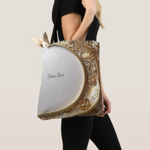 Bolsa Tote com Moldura Dourada Ornamentada