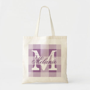Bolsa tote com monograma personalizado em xadrez a