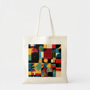 Bolsa Tote com Nome Personalizado Bauhaus Geométri