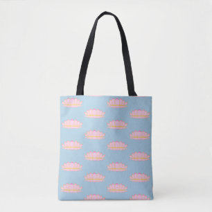 Bolsa Tote com Padrão de Flor de Lótus Rosa