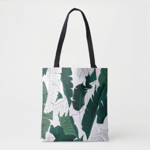 Bolsa Tote com Padrão de Folha de Banana Tropical: