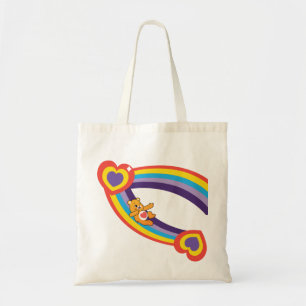 Bolsa tote com padrão de urso travesso e arco-íris