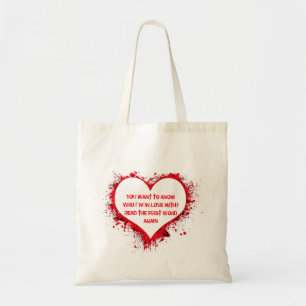 Bolsa Tote Com quem estou apaixonado, texto engraçado em verm