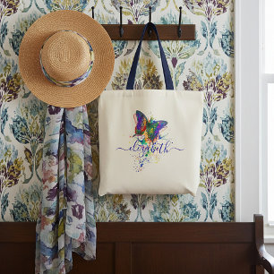 Bolsa tote com respingos de borboleta personalizad