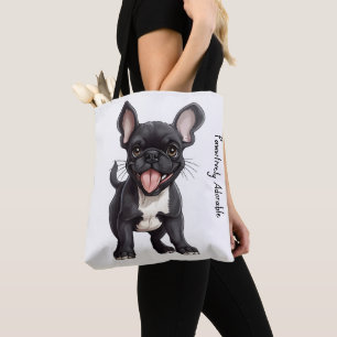 Bolsa Tote 🐶 com texto personalizado, filhote francês