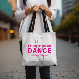 Bolsa Tote Coma a dança do respirador Silhuette rosa e branco