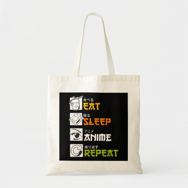 Bolsa Tote Coma animação de sono Repetir Presente Idea Cospla (Frente)