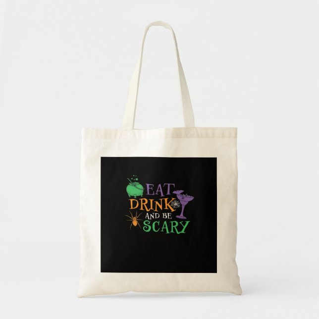 Bolsa Tote Coma, Beba E Seja Assustador Gráfico Retro Essenci (Frente)