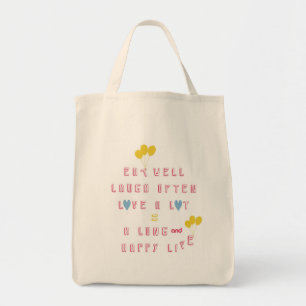 Bolsa Tote Coma bem, Ria muitas vezes, Amor muito