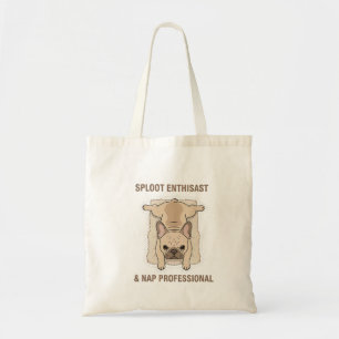 Bolsa Tote Coma Dormir Espalmar Desenho Engraçado de Bulldog 