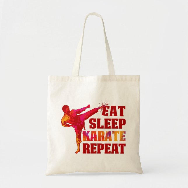 Bolsa Tote Coma Karate Repita Presente para Arte Marcial Amor (Frente)
