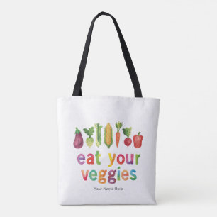 Bolsa Tote Coma Legumes Cores de Arco-íris Criança Saudável