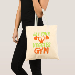 Bolsa Tote Coma Legumes Vegano Citação Motivacional Divertida