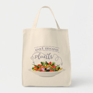 Bolsa Tote Coma mais plantas com cartazes de motivação de sal