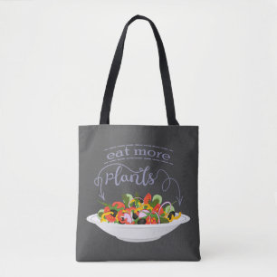 Bolsa Tote Coma mais plantas com cartazes de motivação de sal