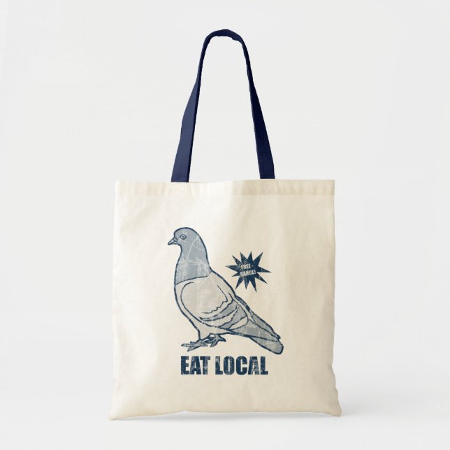 Bolsa Tote Coma o Local, sacola do pombo (Frente)