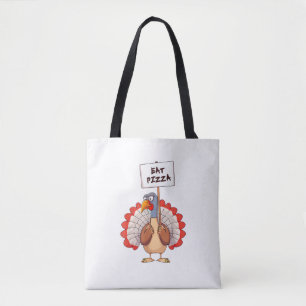 Bolsa Tote Coma Pizza Turquia Ação de Graças Adulto Vegan Eng