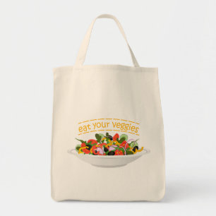 Bolsa Tote Coma seus vegetais Cite salada fresca misturar tig
