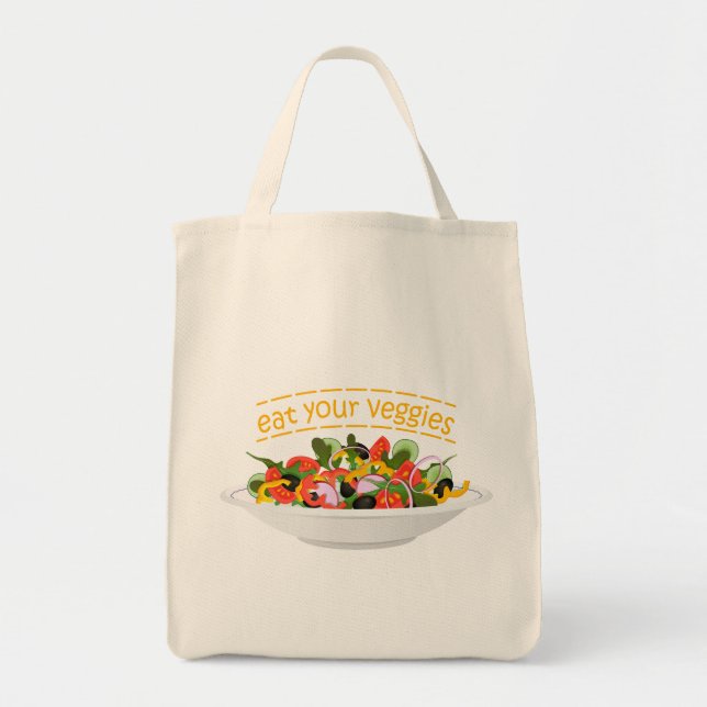 Bolsa Tote Coma seus vegetais Cite salada fresca misturar tig (Frente)