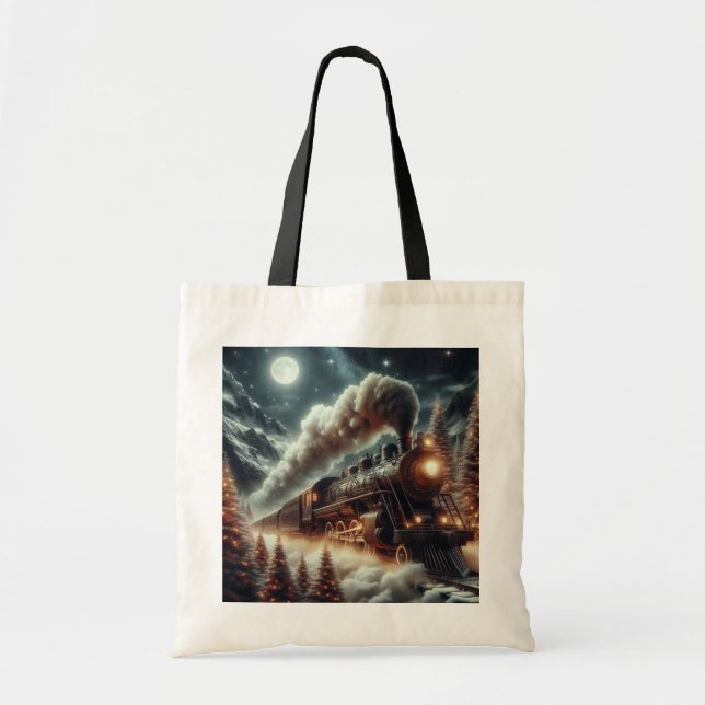 Bolsa Tote Comboio noturno de inverno/Natal (Frente)