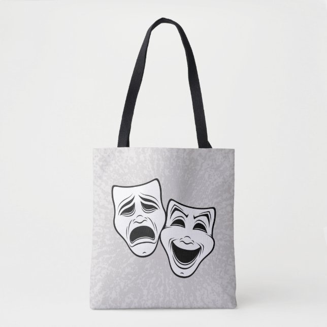 Bolsa Tote Comédia E Teatro Tragédia Mascaram Linha Negra (Frente)