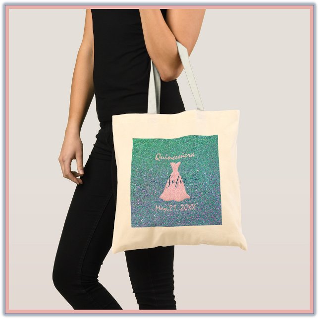 Bolsa Tote Comemoração Glittering Quinceanera (Criador carregado)