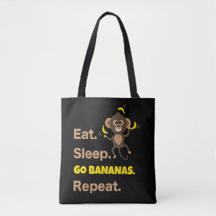 Bolsa Tote Comer Dormir Ir Bananas Repetir Divertido Fofo Ani