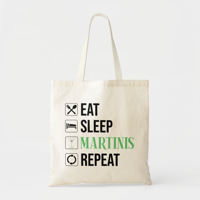 Bolsa Tote Comer. Dormir. Martinis. Repetir. (Frente)