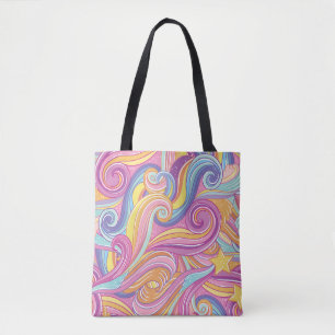 Bolsa Tote Cometa Arco-Íris: Céu Sonho Mágico.