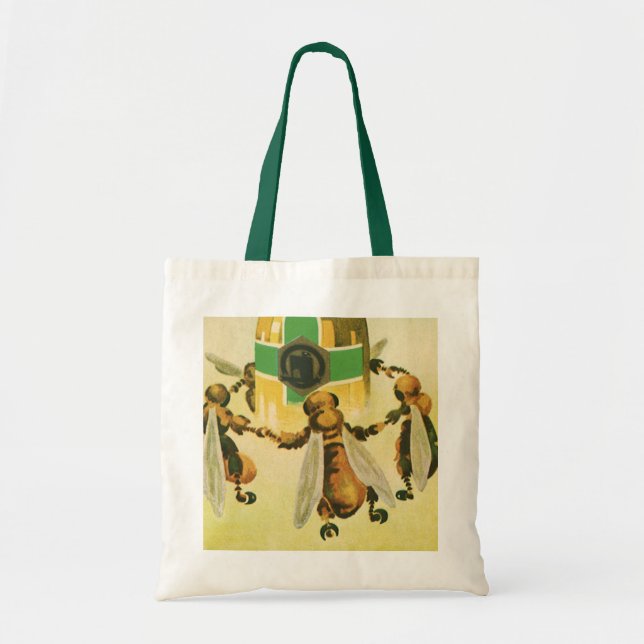 Bolsa Tote Comida Antiga, Jarras de Abelhas Orgânicas Dançand (Frente)