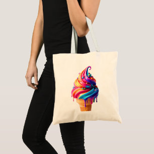 Bolsa Tote Comida clássica de cone de sorvete vibrante do Sli