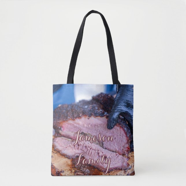 Bolsa Tote Comida de carne cozida da família do churrasco (Frente)